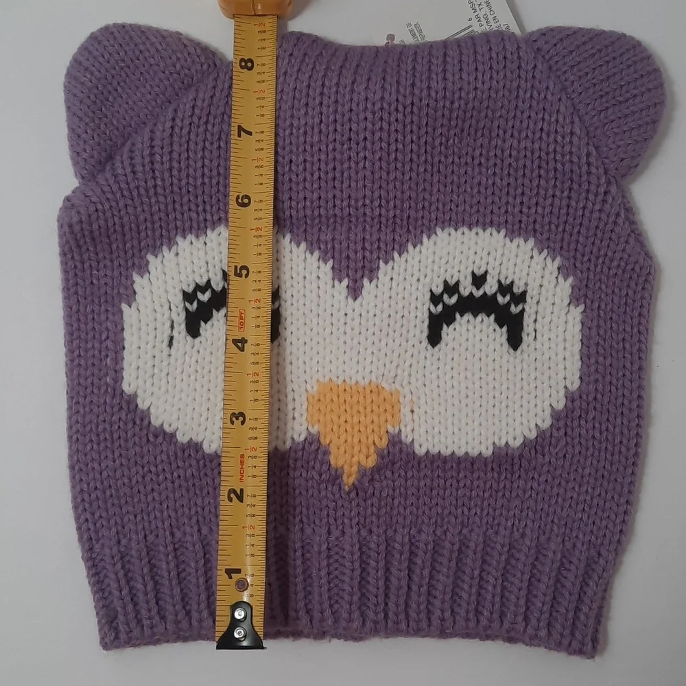 💥 3/$20 Promo - Creatology Little Girl's Lilac Owl Knit Hat & Rainbow Headband